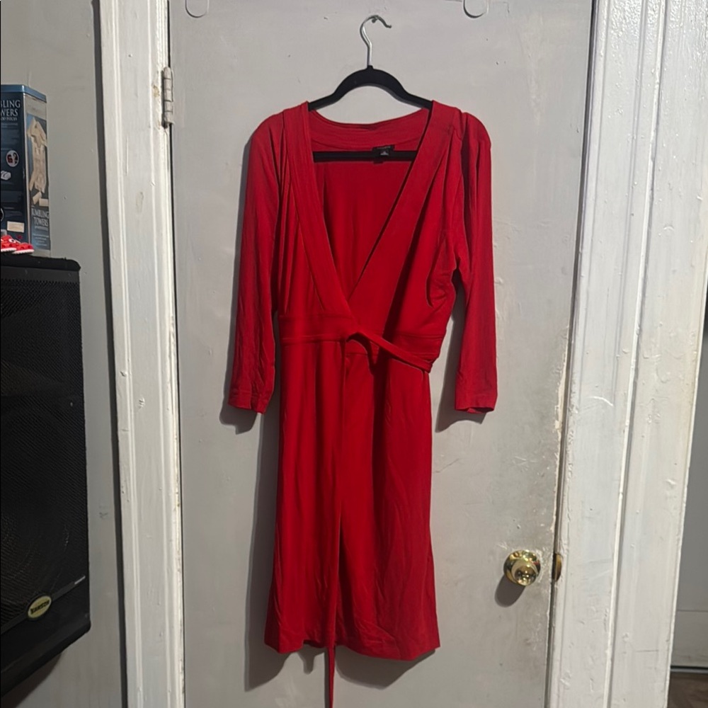 Ann Taylor Red Long Sleeve Dress